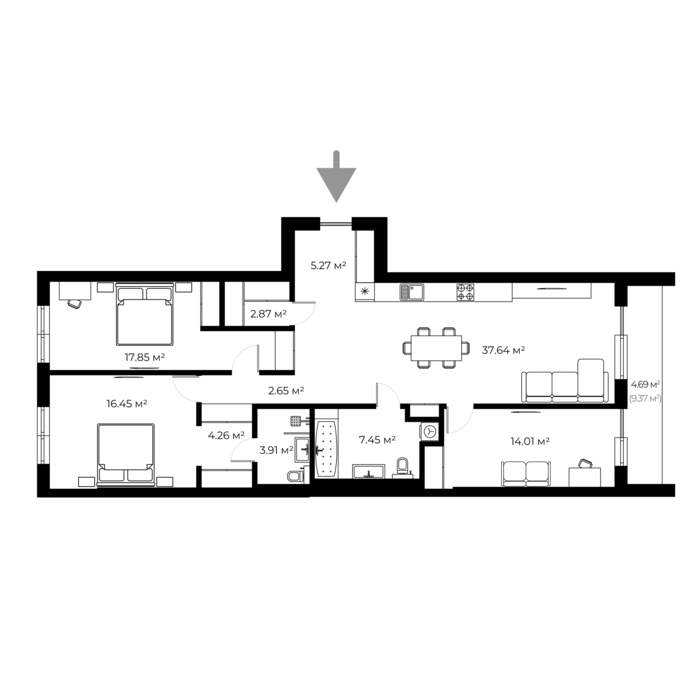 Buy 3-room apartment NL 2.14 in NEW LAND, Uzhhorod planning