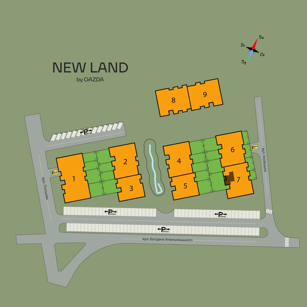 Купити 1-кімнатну квартиру NL 7.06 у NEW LAND, Ужгород генплан