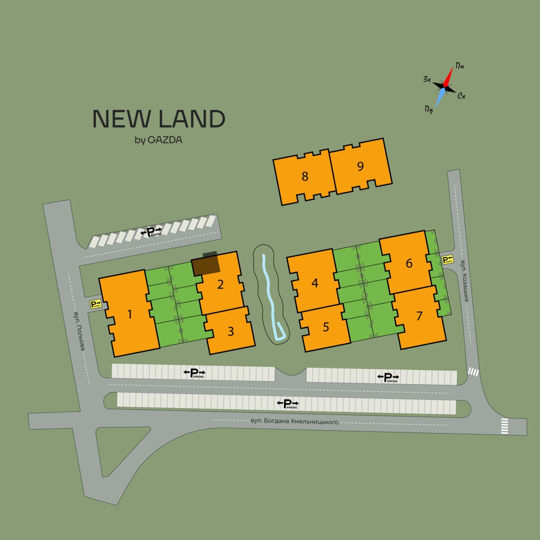 Buy 2-room apartment NL 2.06 in NEW LAND, Uzhhorod master plan