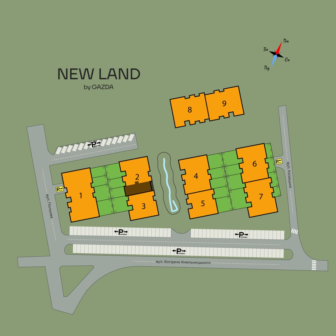 Buy 3-room apartment NL 2.14 in NEW LAND, Uzhhorod master plan