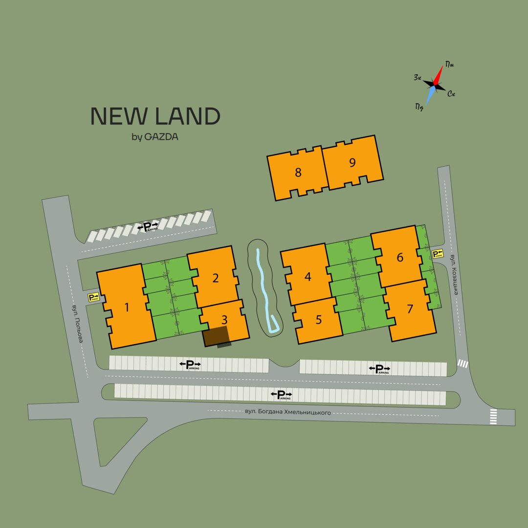 Купити 2-кімнатну квартиру NL 3.08 у NEW LAND, Ужгород генплан