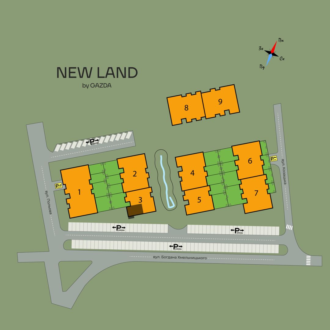Buy 2-room apartment NL 3.20 in NEW LAND, Uzhhorod master plan