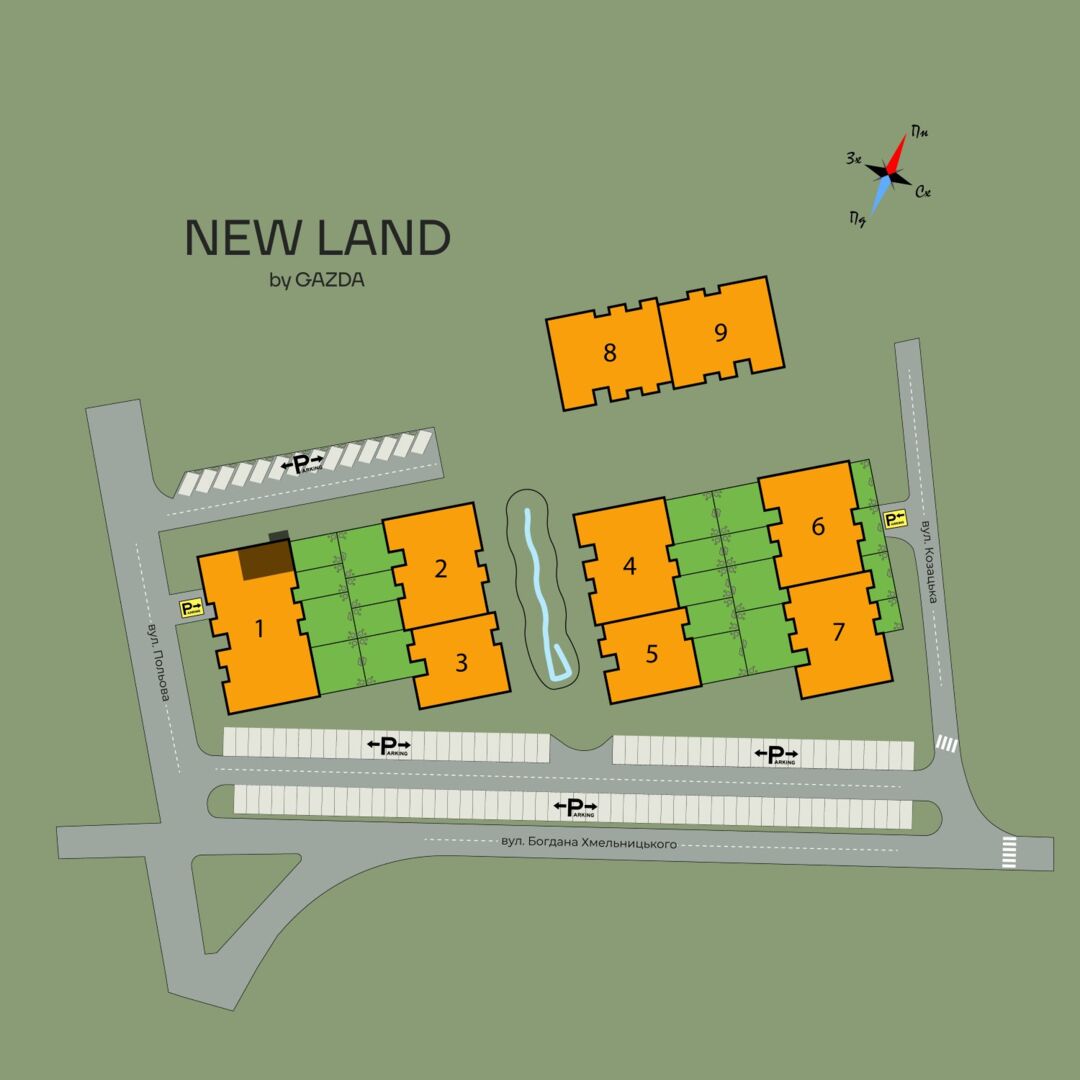 Купити 2-кімнатну квартиру NL 1.19 у NEW LAND, Ужгород генплан