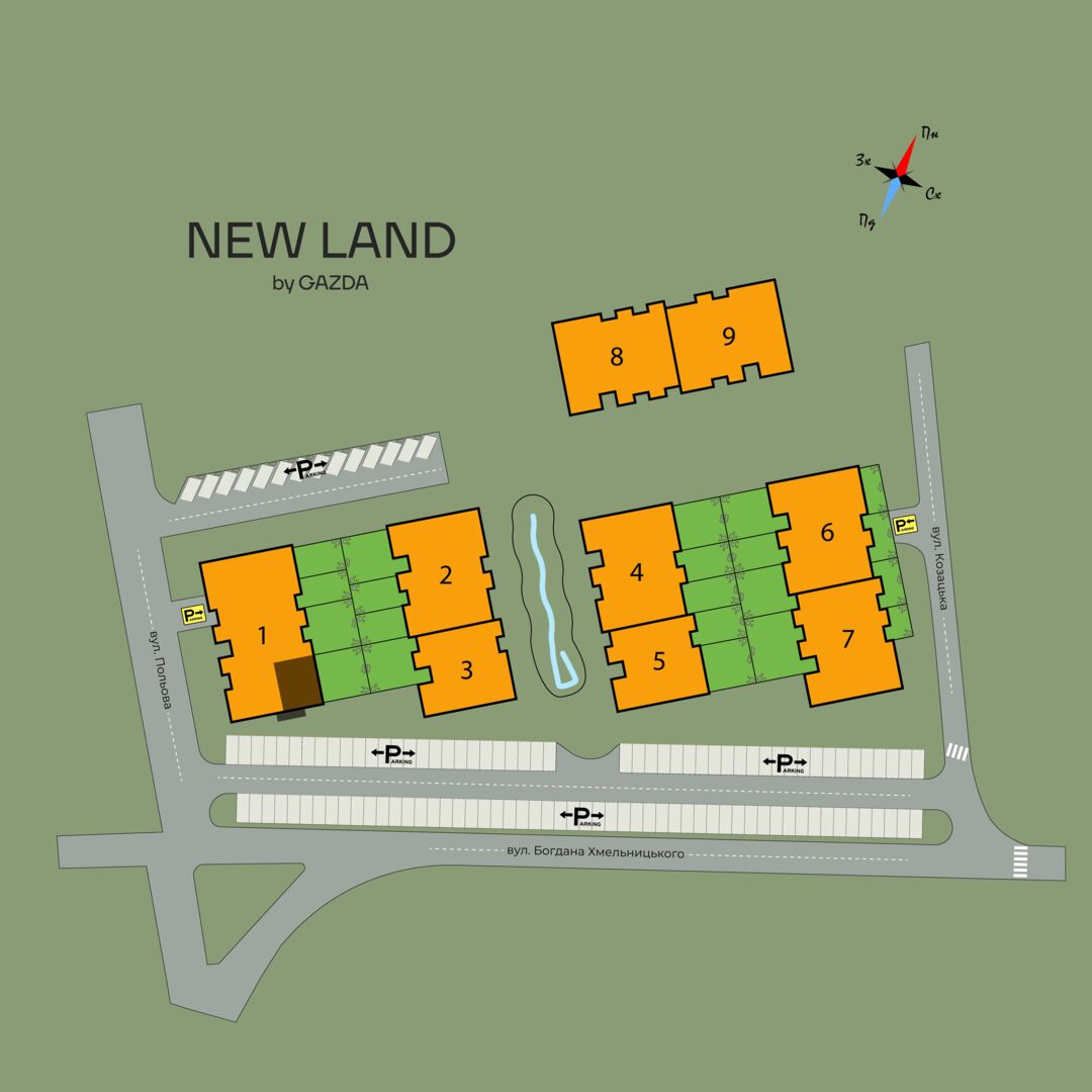 Buy 3-room apartment NL 1.22 in NEW LAND, Uzhhorod master plan