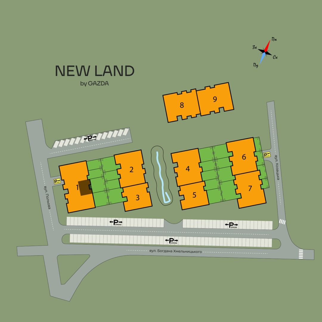 Купити 2-кімнатну квартиру NL 1.29 у NEW LAND, Ужгород генплан
