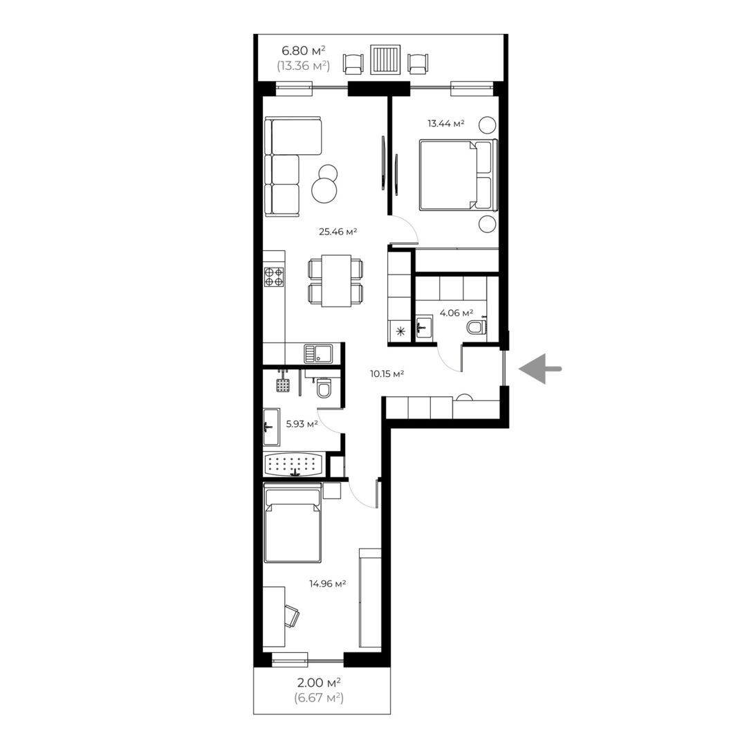 Renovated apartment PL 6.54 — PARKLAND, Uzhhorod planning