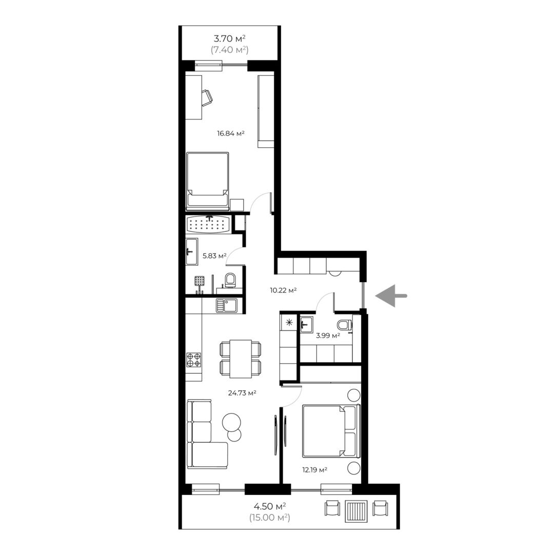 Renovated apartment PL 8.53 — PARKLAND, Uzhhorod planning