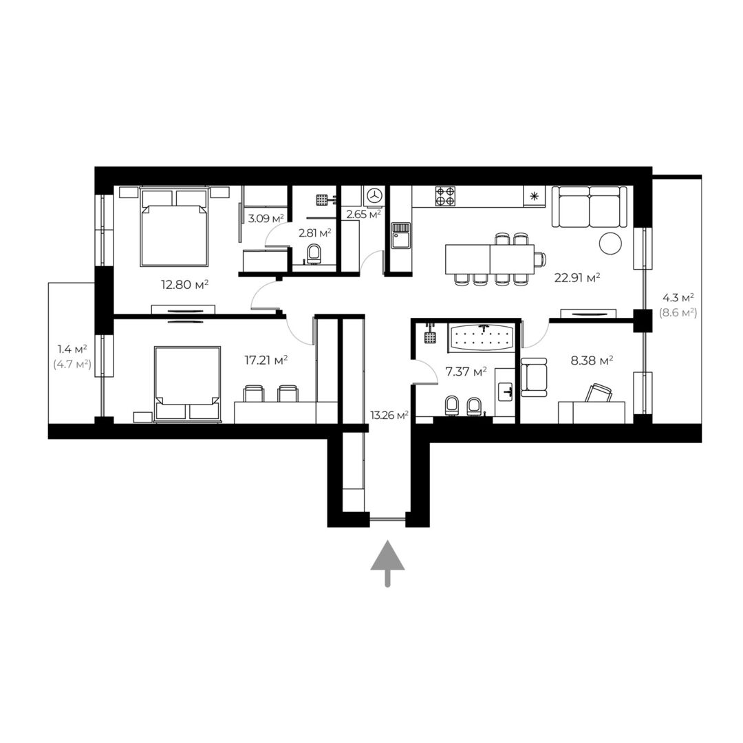 Квартира з ремонтом PL 3.20 — PARKLAND, Ужгород планування