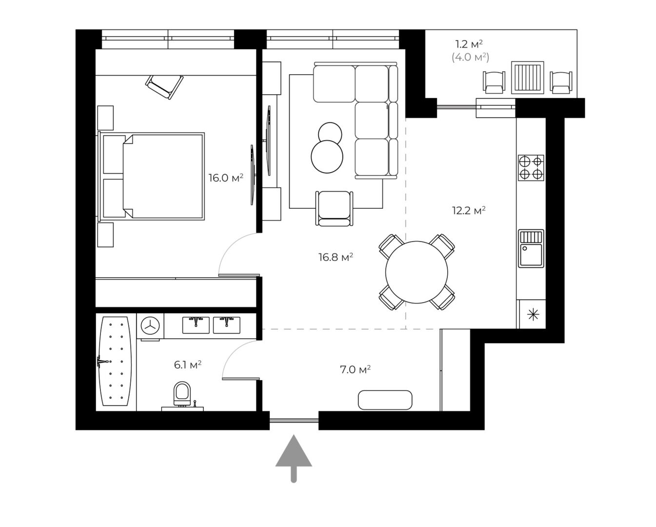 Квартира з ремонтом PL 7.40 — PARKLAND, Ужгород планування